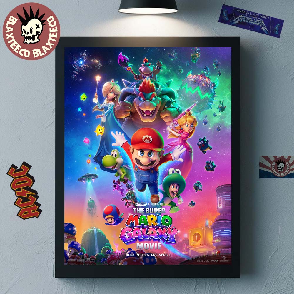 The Super Mario Galaxy Movie Official Poster New Adventure Loading Only In Theaters On April 1 2026 All Characters Poster Canvas
