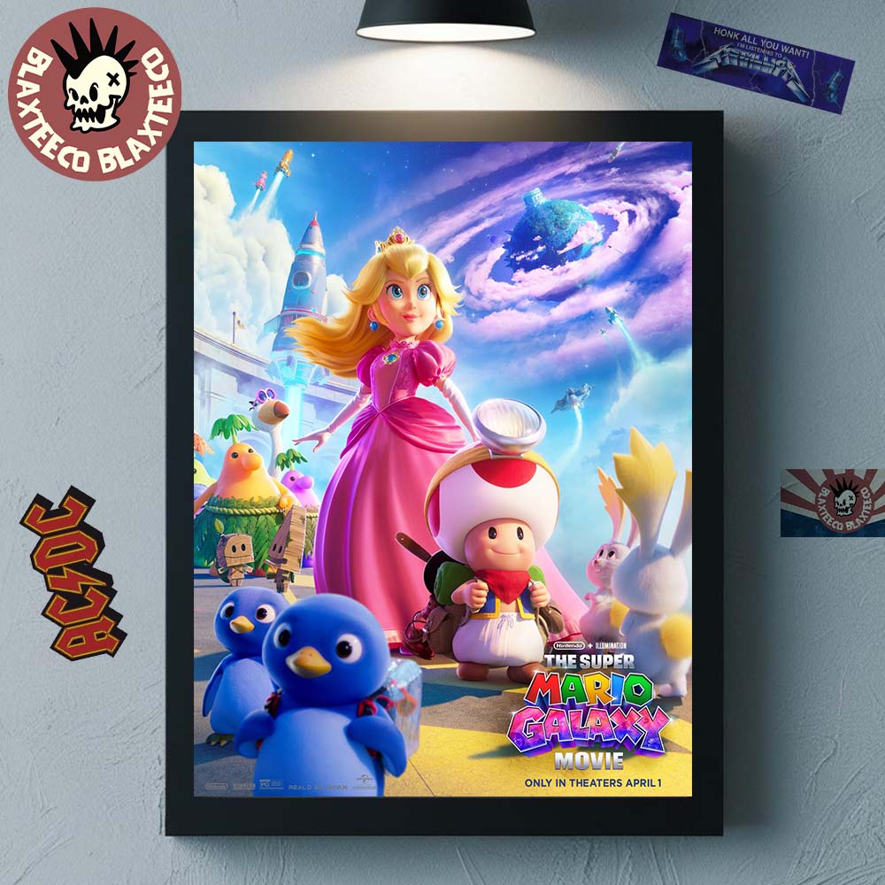 The Super Mario Galaxy Movie Princess Peach And Toad Characters Poster In Theaters On April 1 2026 Home Decor Poster Canvas