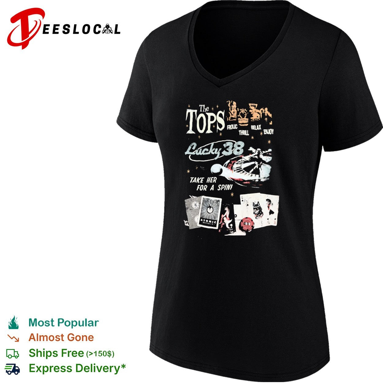 The Tops Lucky 38 Fallout New Vegas Frolic Thrill Relax Enjoy Take Her For A Spin shirt