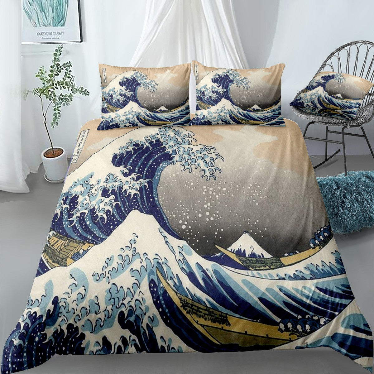 The Great Wave Off Kanagaw Bedding Set (Duvet Cover & Pillow Shams)