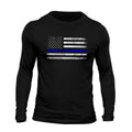 Thin Blue Flag USA Police Long Sleeve Casual Classic T-Shirts