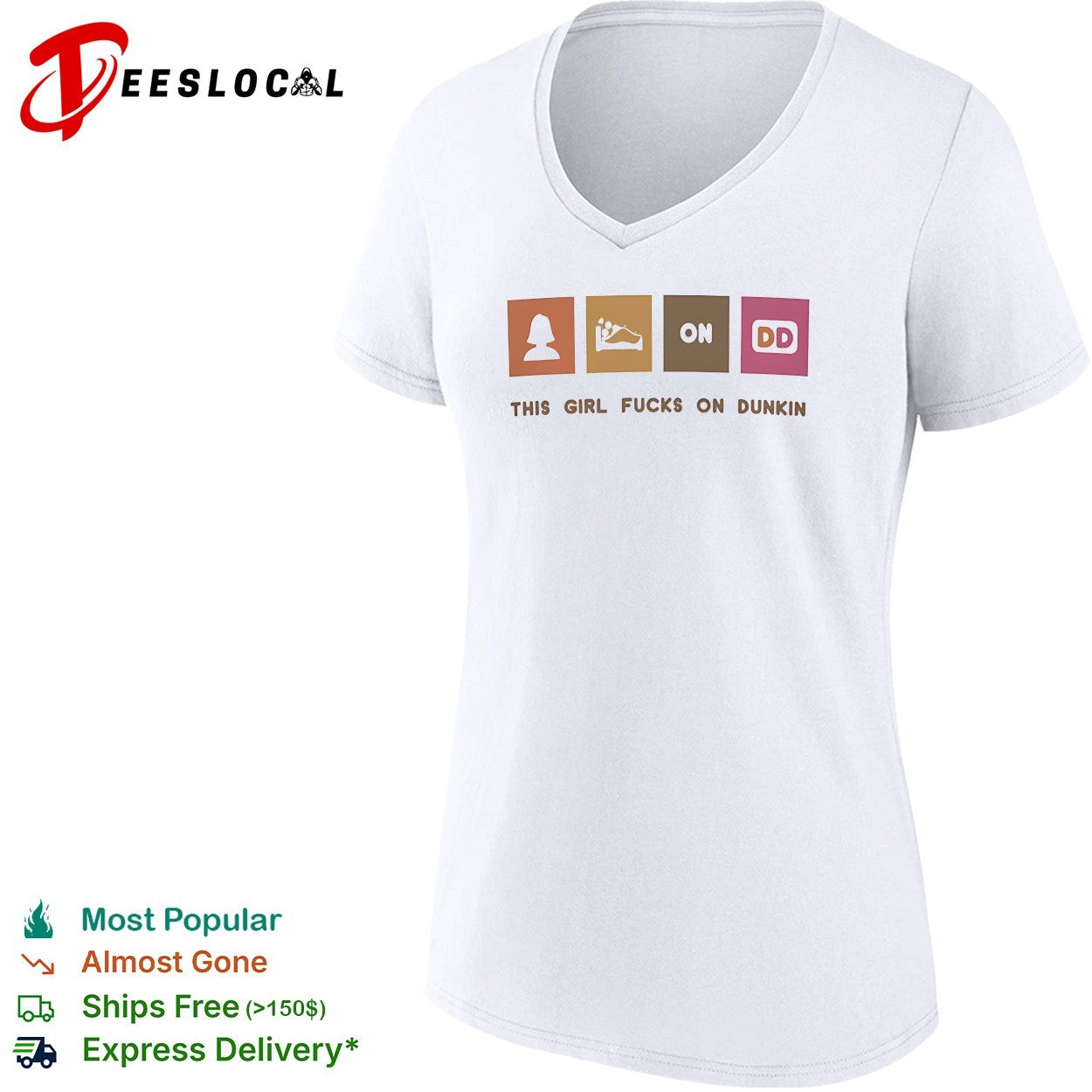 This girl runs on Dunkin bold humor coffee icons parody shirt