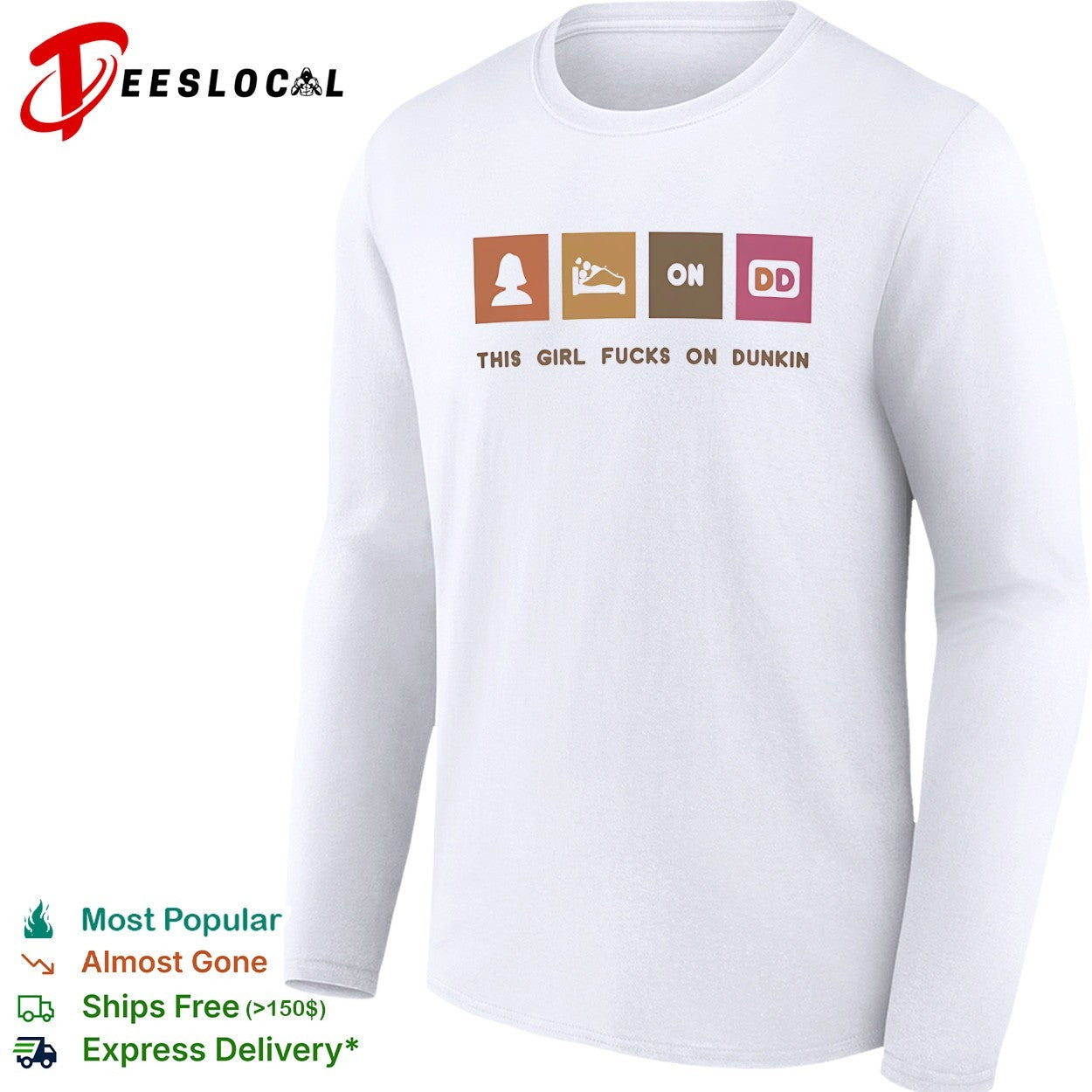 This girl runs on Dunkin bold humor coffee icons parody shirt