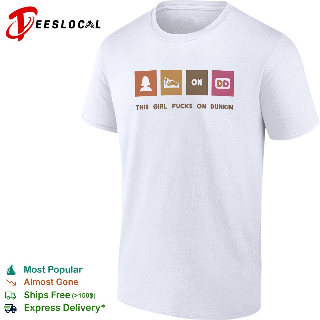 This girl runs on Dunkin bold humor coffee icons parody shirt