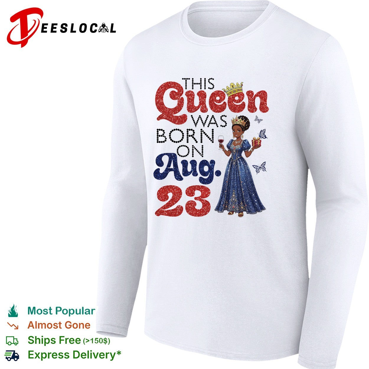 This queen was born on Aug 23 birthday Black woman celebration shirt