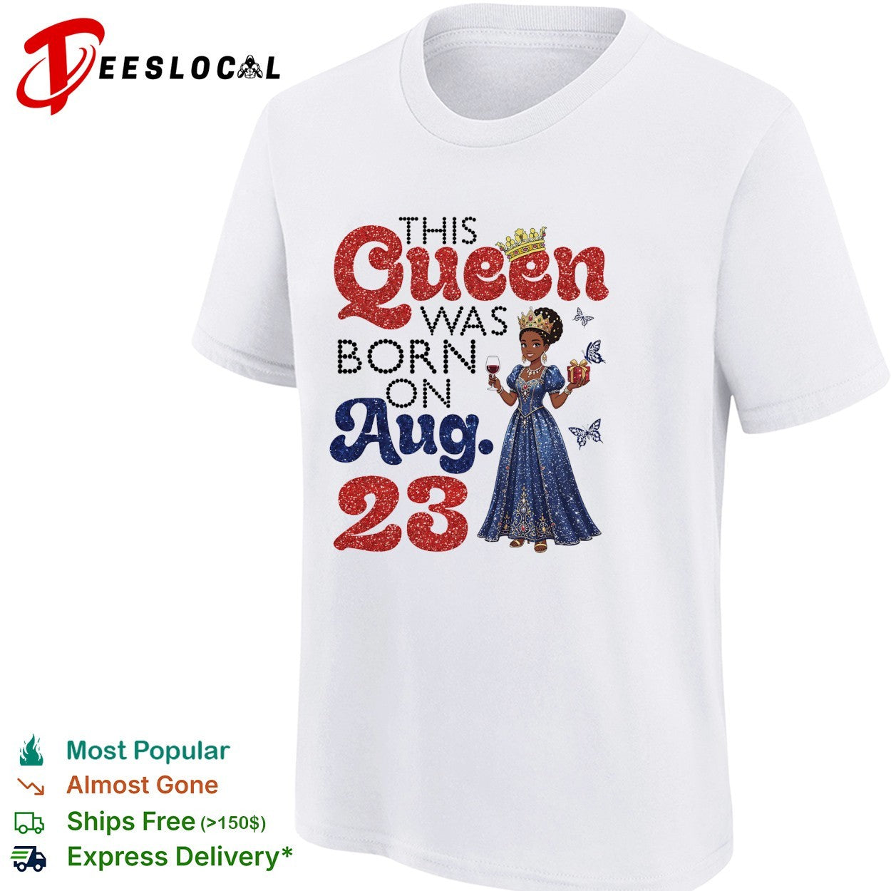 This queen was born on Aug 23 birthday Black woman celebration shirt