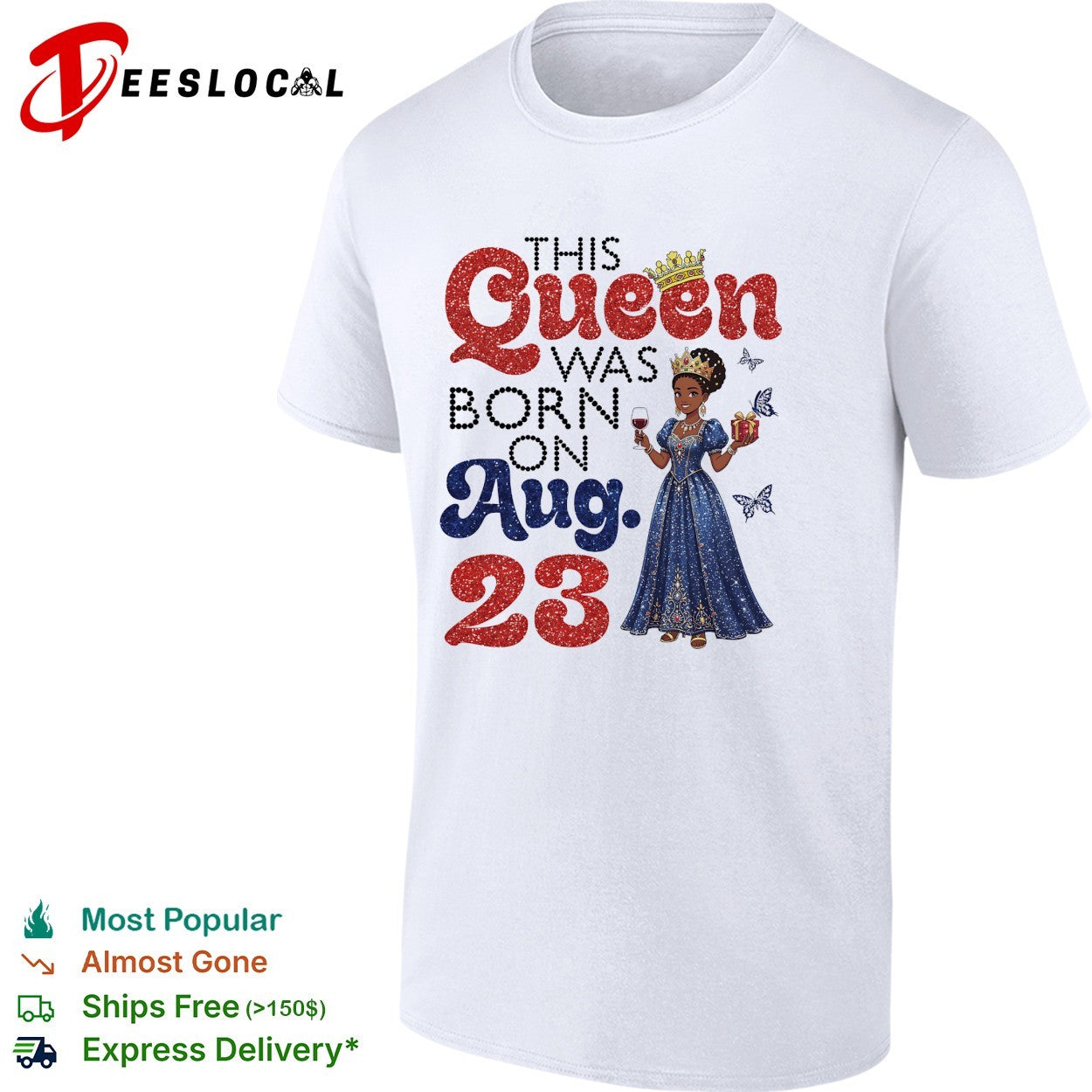 This queen was born on Aug 23 birthday Black woman celebration shirt
