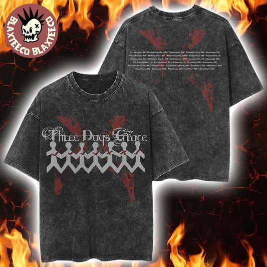 Three Days Grace Alienation 2026 Tour North America Merch One-X Vintage Washed Tee