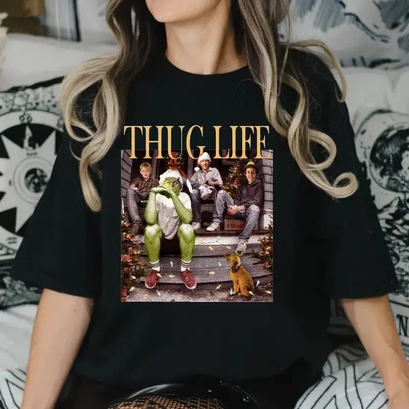 Thug Life Gr1nch Season Friends Spooky Babes Shirt Coffee Lovers Short Sleeve Streetwear T-Shirts