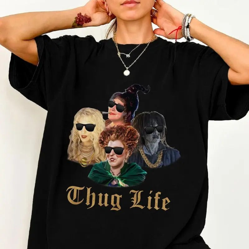 Thug Life Retro Halloween Character Shirt Hocus Pocus Shirt Halloween 2024 Shirt Sanderson Sister Shirt Shirt Trend 2025 T-Shirts