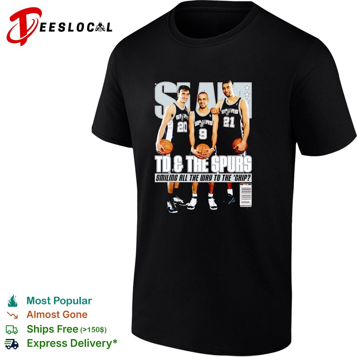Tim Duncan Tony Parker Manu Ginobili San Antonio Spurs smiling all the way to the chip slam shirt
