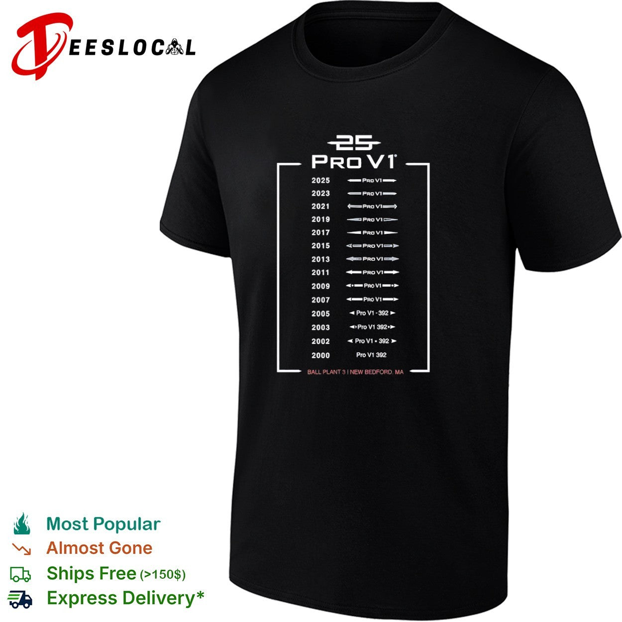 Titleist Pro V1 25 Years Evolution Ball Plant 3 New Bedford MA Anniversary shirt