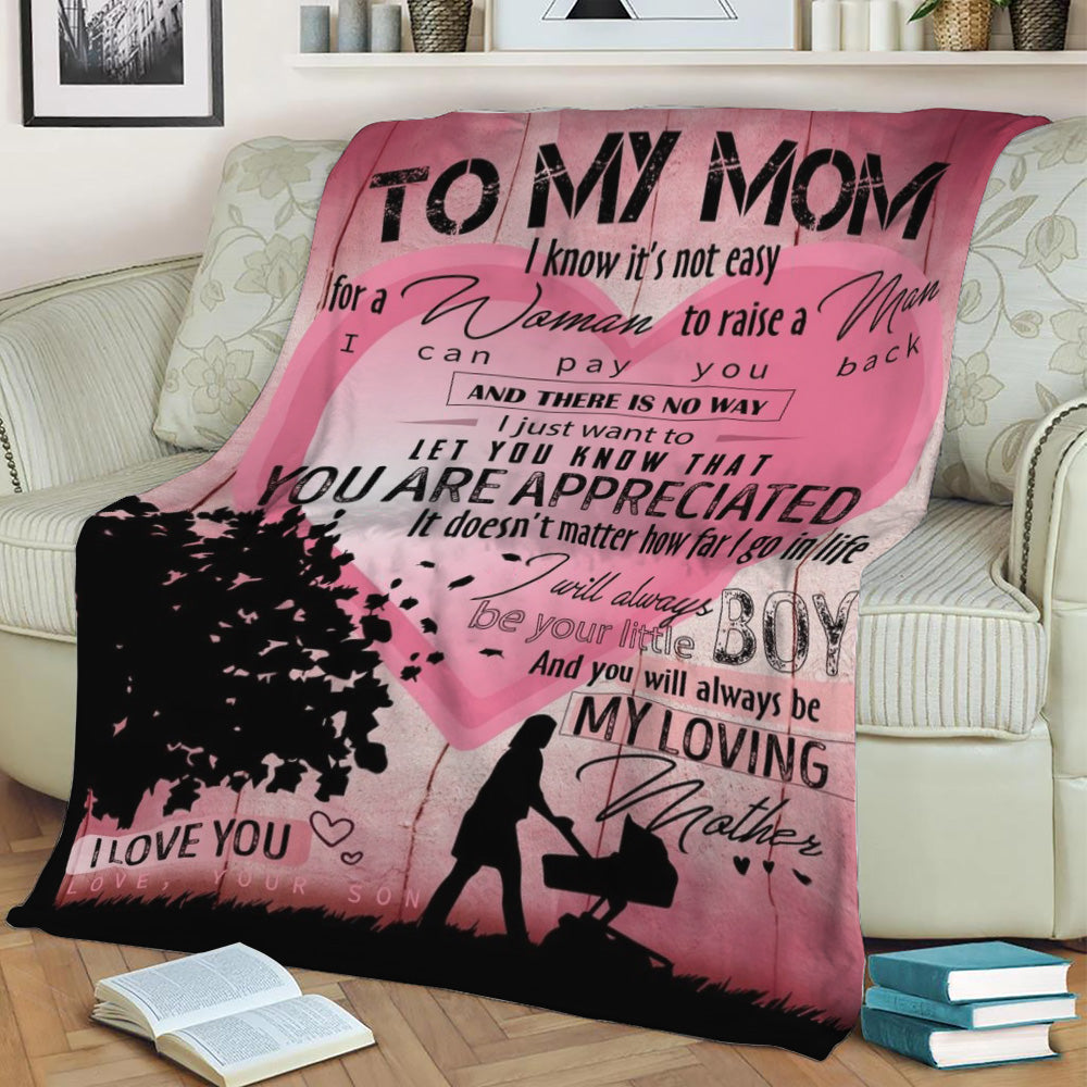 To My Mom My Loving Mother Fleece Throw Blanket