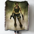 Tomb Raider Woven Tapestry Throw Blanket with Fringe