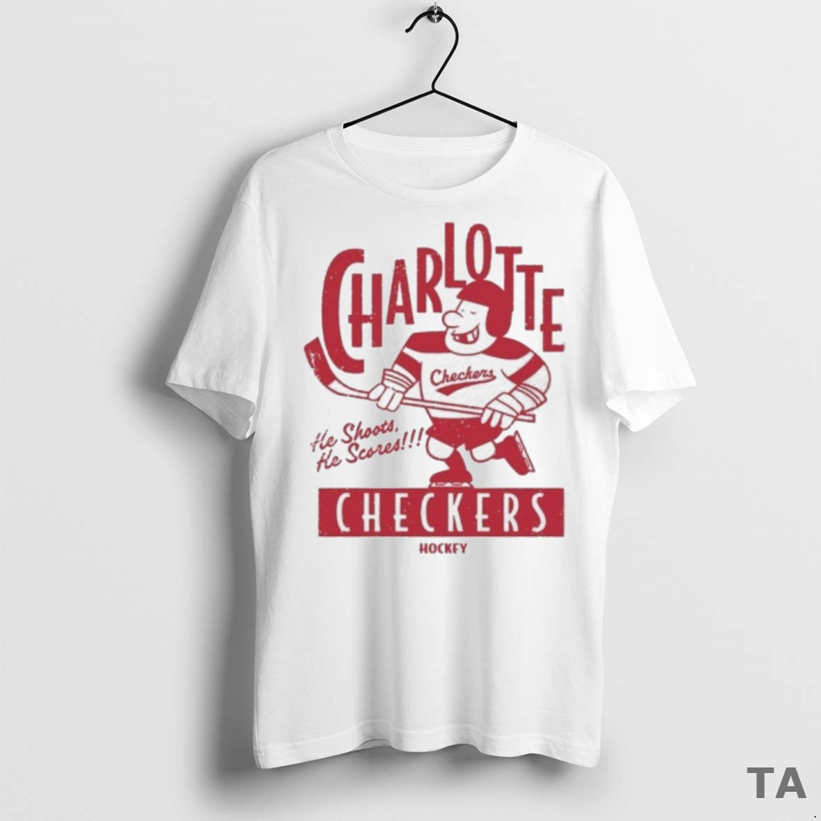 Top Charlotte Checkers Retro Player T Shirt Sweater