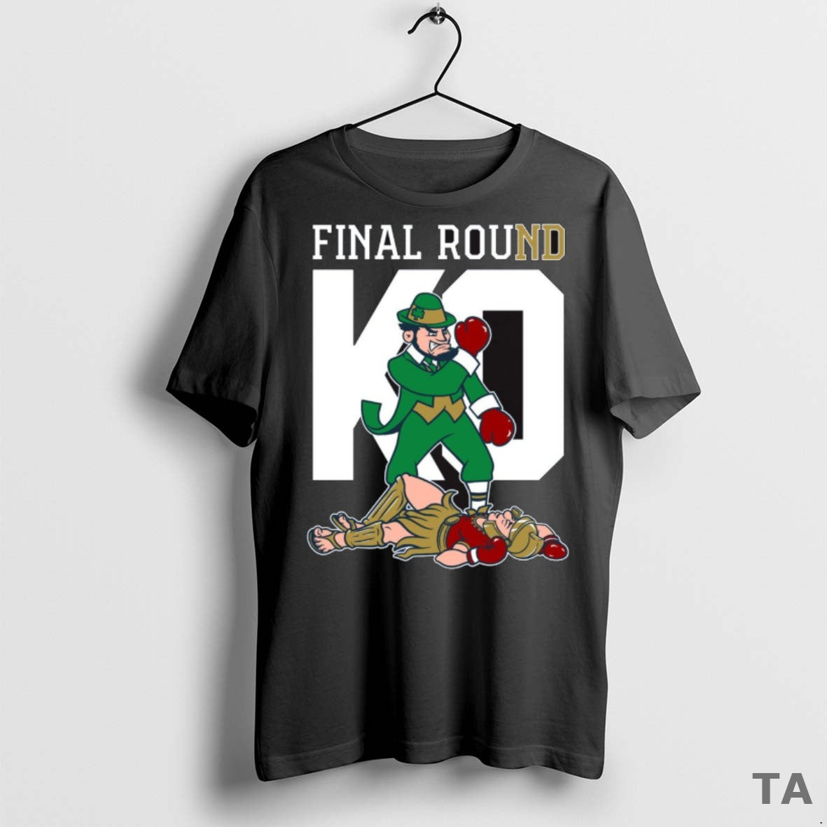 Top Final Round Ko Notre Dame Fighting Irish Defeats Trojans Mascot T Shirt Sweater