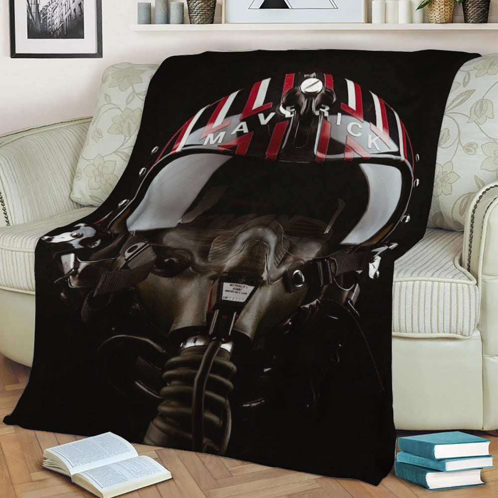 Gun Maverick helmet Fleece Throw Blanket
