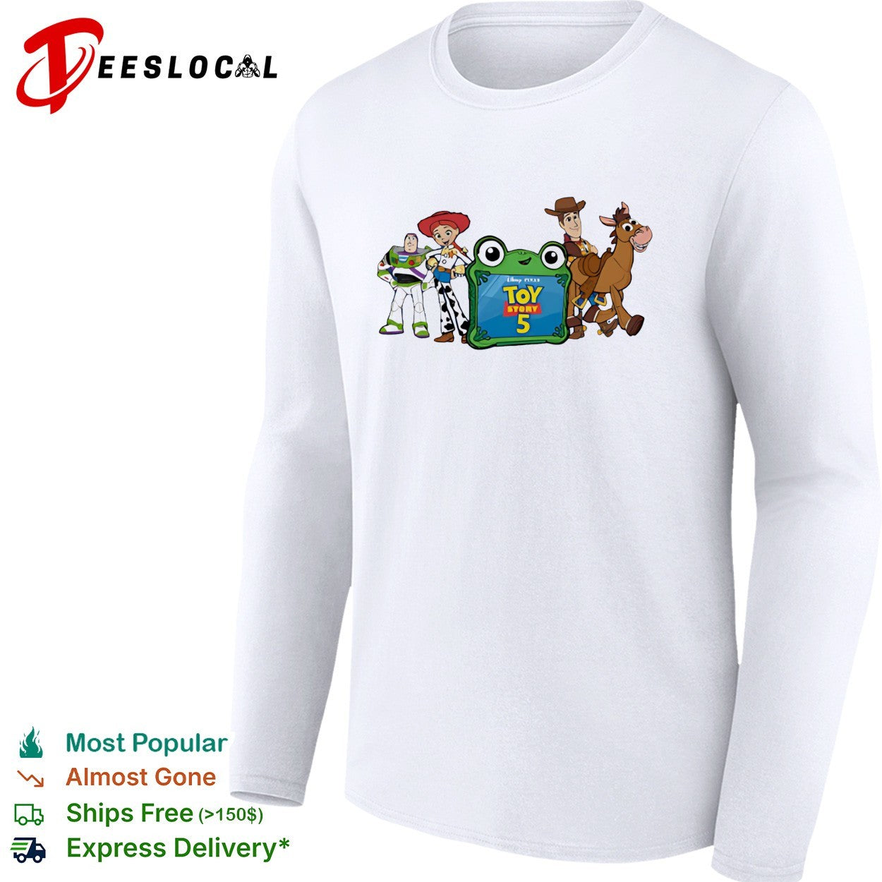Toy Story 5 logo Jessie Buzz Woody and Bullseye group shirt