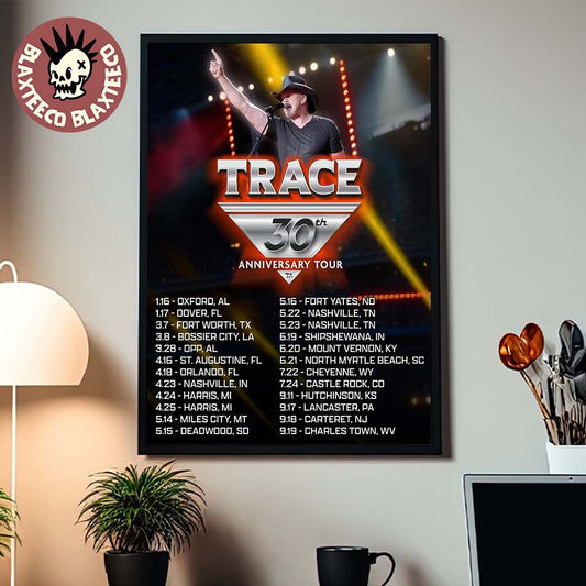 Trace Adkins 30th Anniversary Tour 2026 North American City Dates Home Decor Poster Canvas
