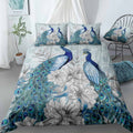 Blue Peacocks Bedding Set (Duvet Cover & Pillow Shams)
