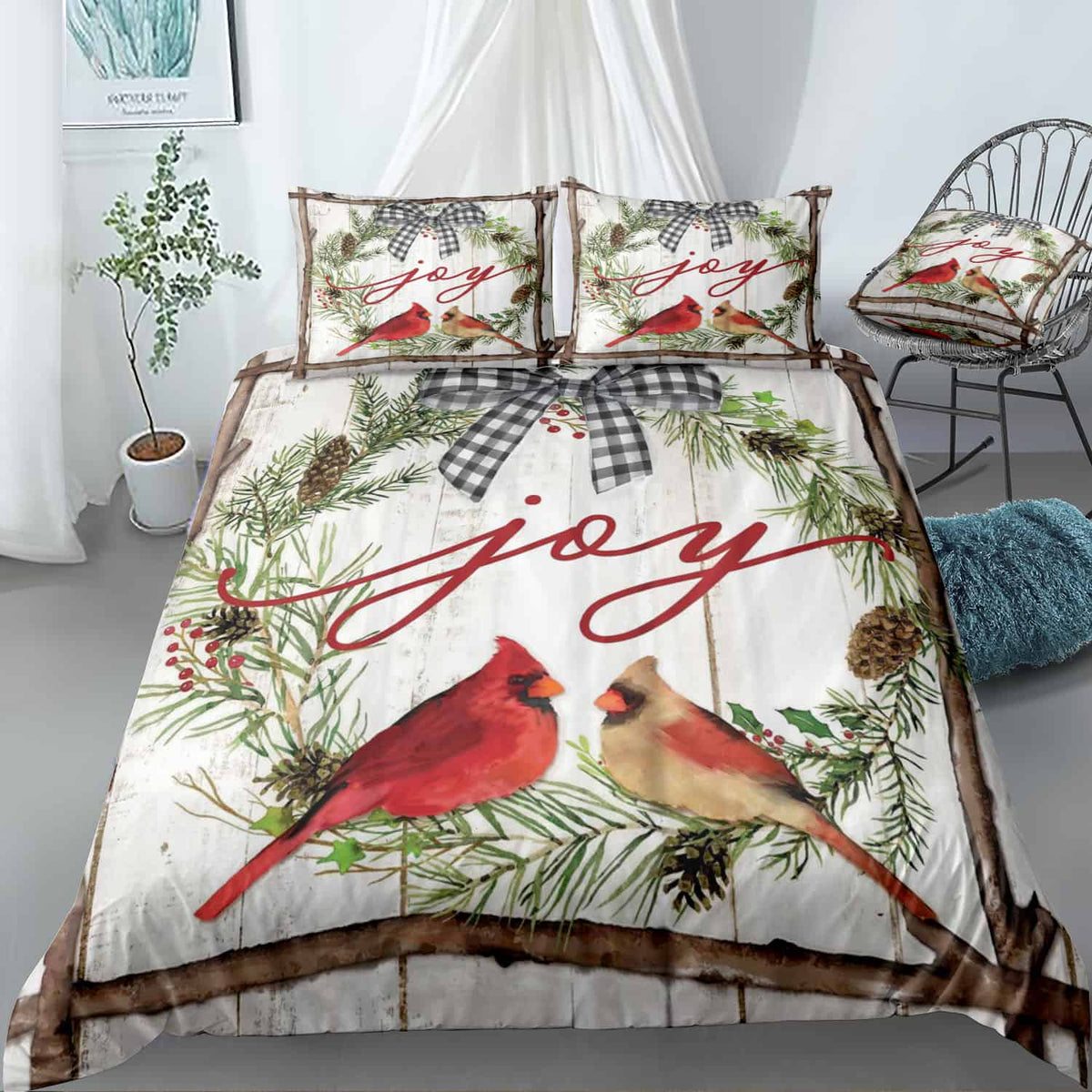 Joyful Cardinal Bedding Set (Duvet Cover & Pillow Shams)