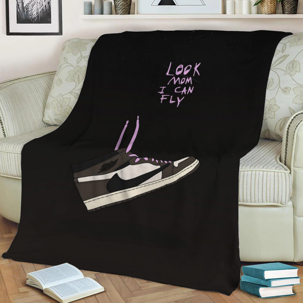 Travis Scott AJ1 Fleece Throw Blanket