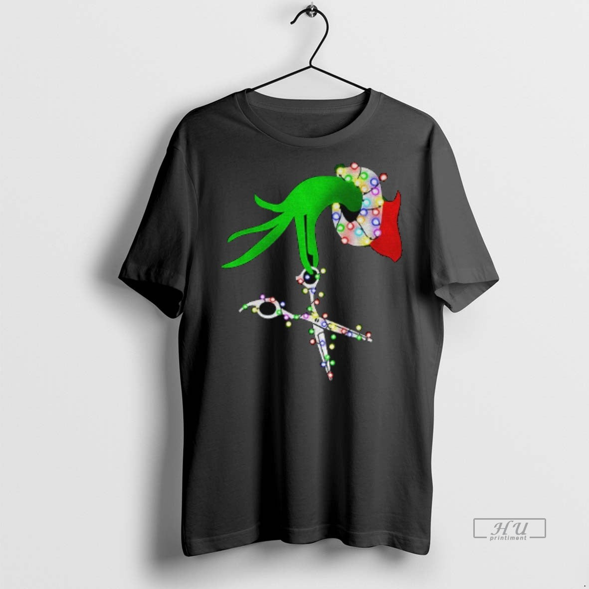 Trending Hairdressed Christmas Grinch Hand Hair Stylist Graphic Tee Shirt Sweater