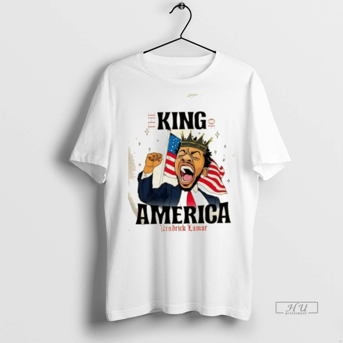 Trending Kendrick Lamar The King Of Rap America Flag Graphic Tee Shirt Sweater