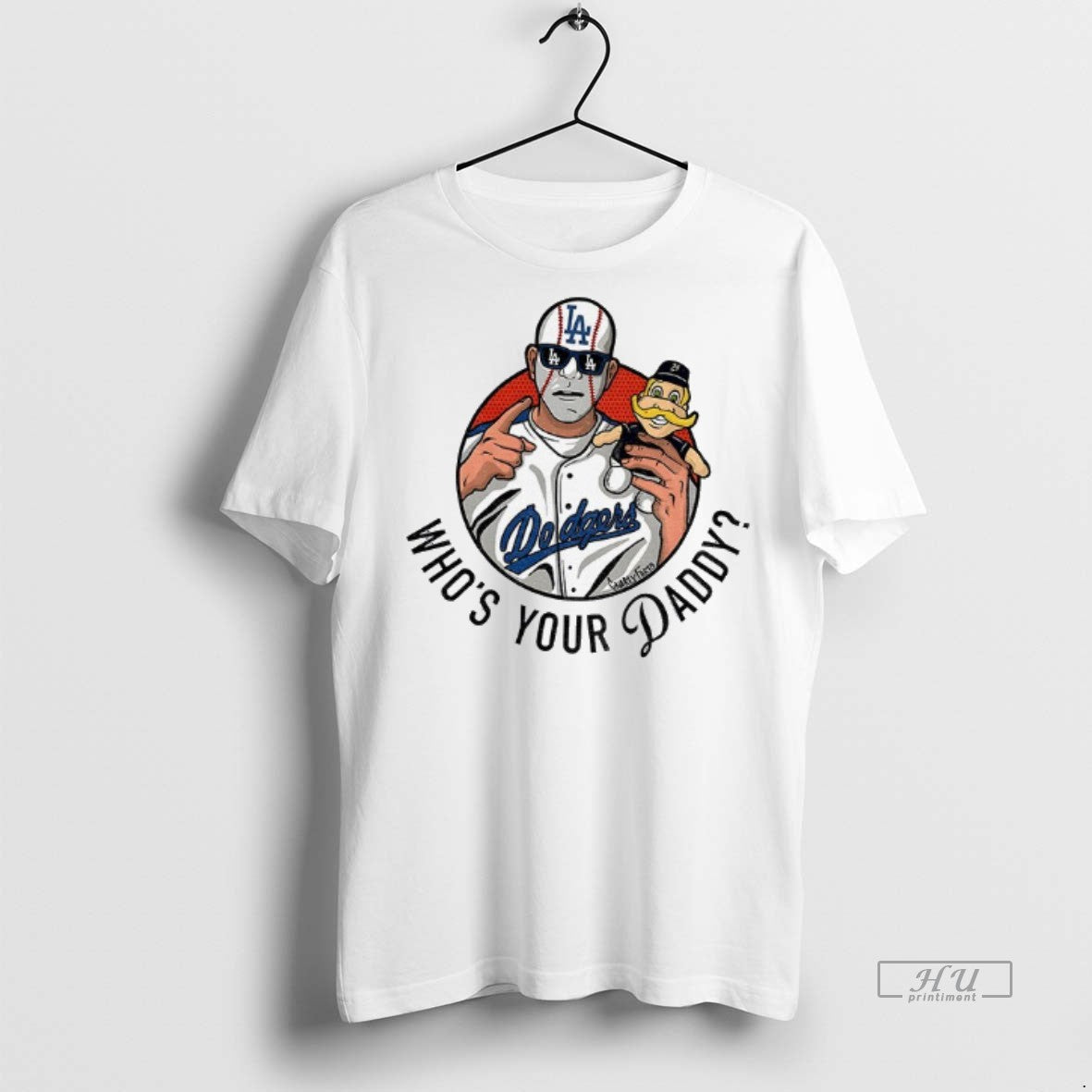 Trending Los Angeles Dodgers Hold Milwaukee Brewers Mascot Whos Your Daddy Mlb Baseball Graphic Tee