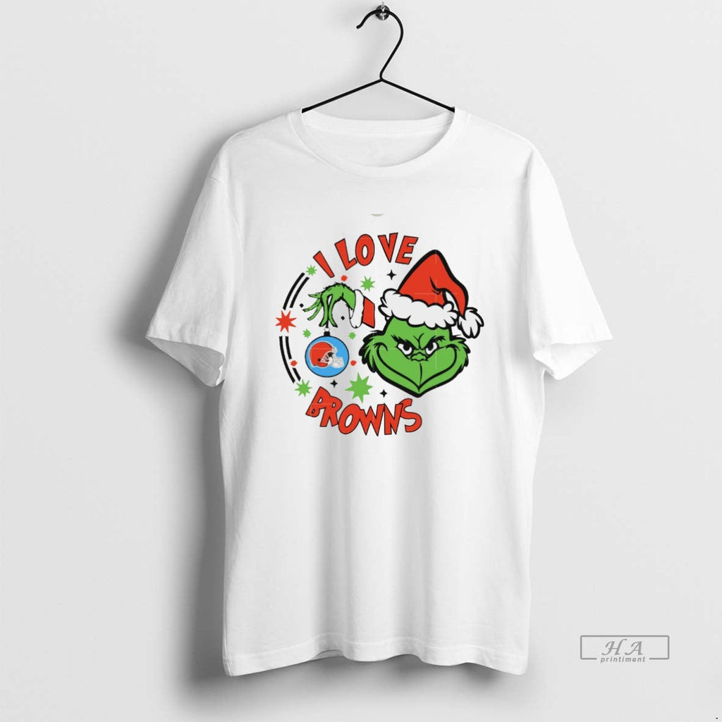 Trendy Cleveland Browns X Santa Grinch I Love Browns Christmas White