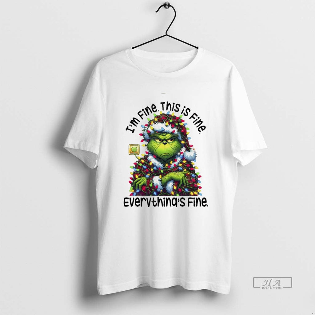 Trendy Grinchmas Lights Sarcastic Im Fine This Is Fine Everythings Fine Christmas White