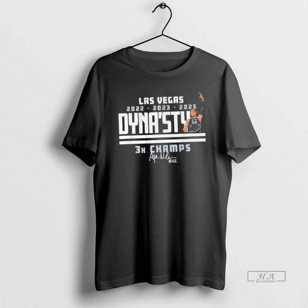 Trendy Las Vegas Aces Aja Wilson Dynasty 3x Champs Signature