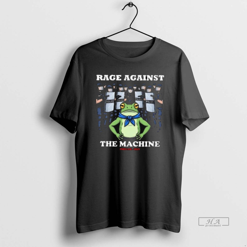Trendy Rage Against The Machine Frog Portland 2025 Protest Portland Frog Protest Long Sleve Tee