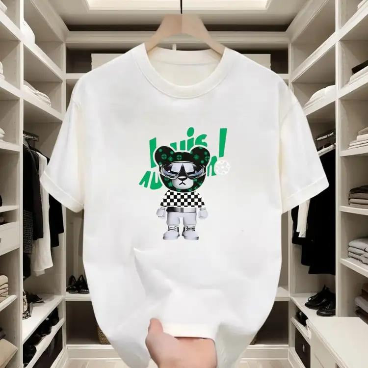 Streetwear Pure Cotton Cool Bear Print Casual Hangouts T-Shirts