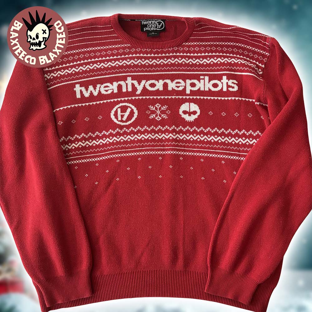 Twenty One Pilots Xmas Holiday Logo Red Knitted Christmas Sweater