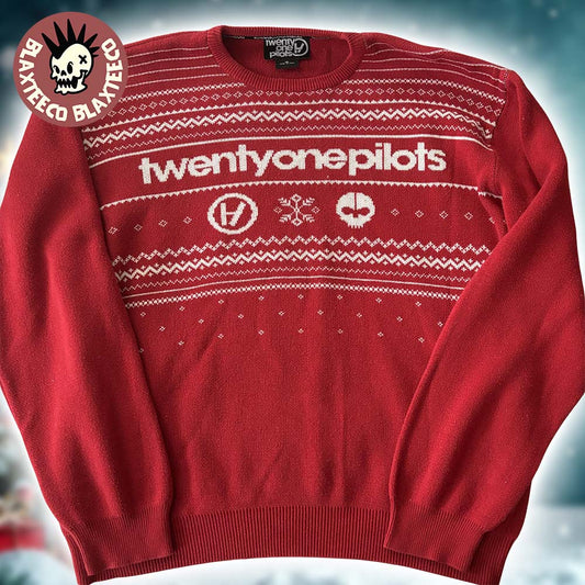 Twenty One Pilots Xmas Holiday Logo Red Knitted Christmas Sweater