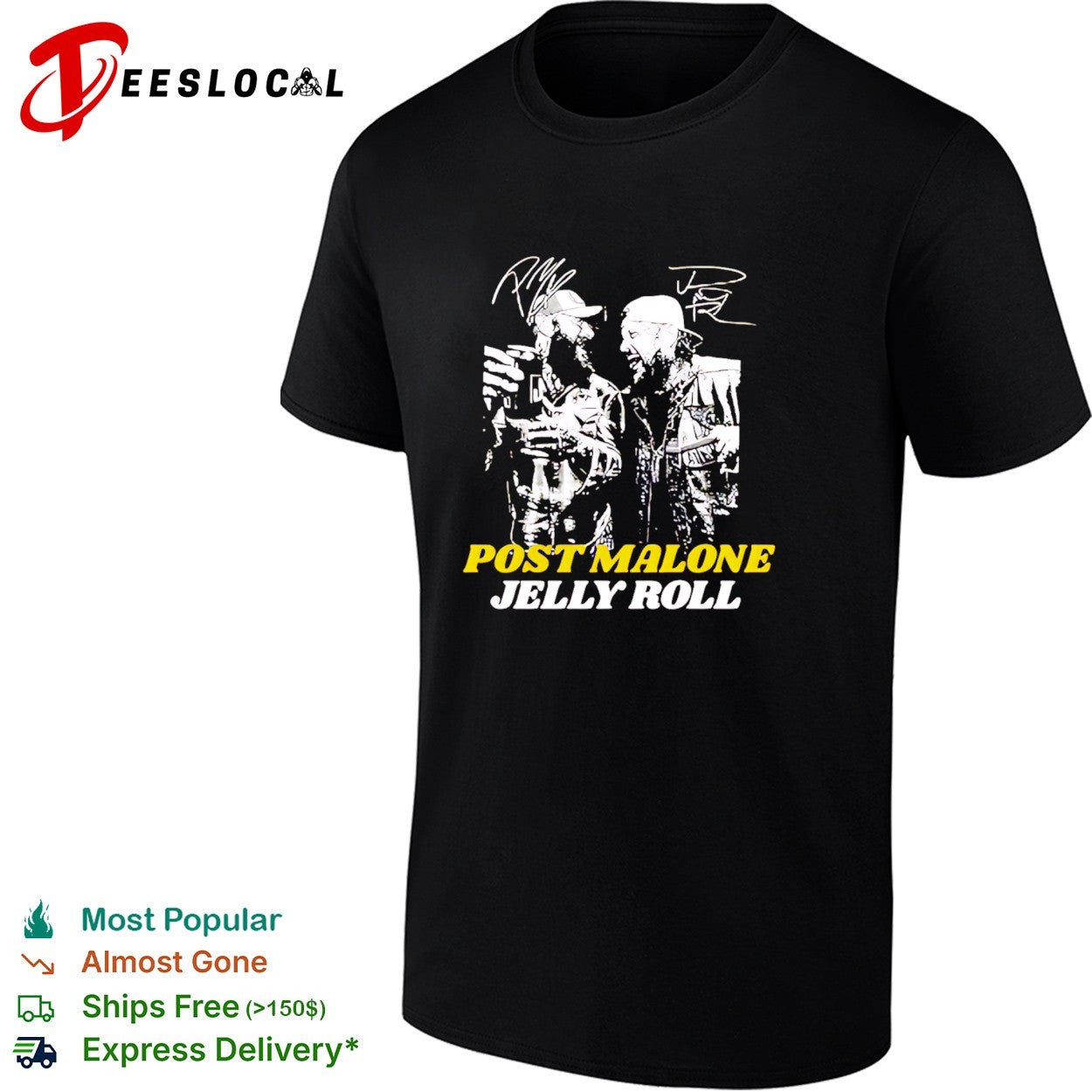 Two rap artists duo portrait signatures bold text shirt