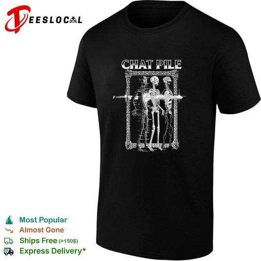 Two skeletons portrait ornate baroque frame gothic black shirt