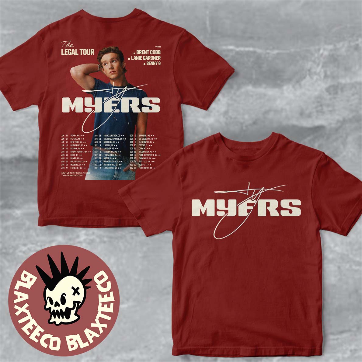 Ty Myers The Legal Tour 2026 North America City Dates T-Shirt