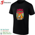 UFO alien cow abduction forest night retro graphic shirt