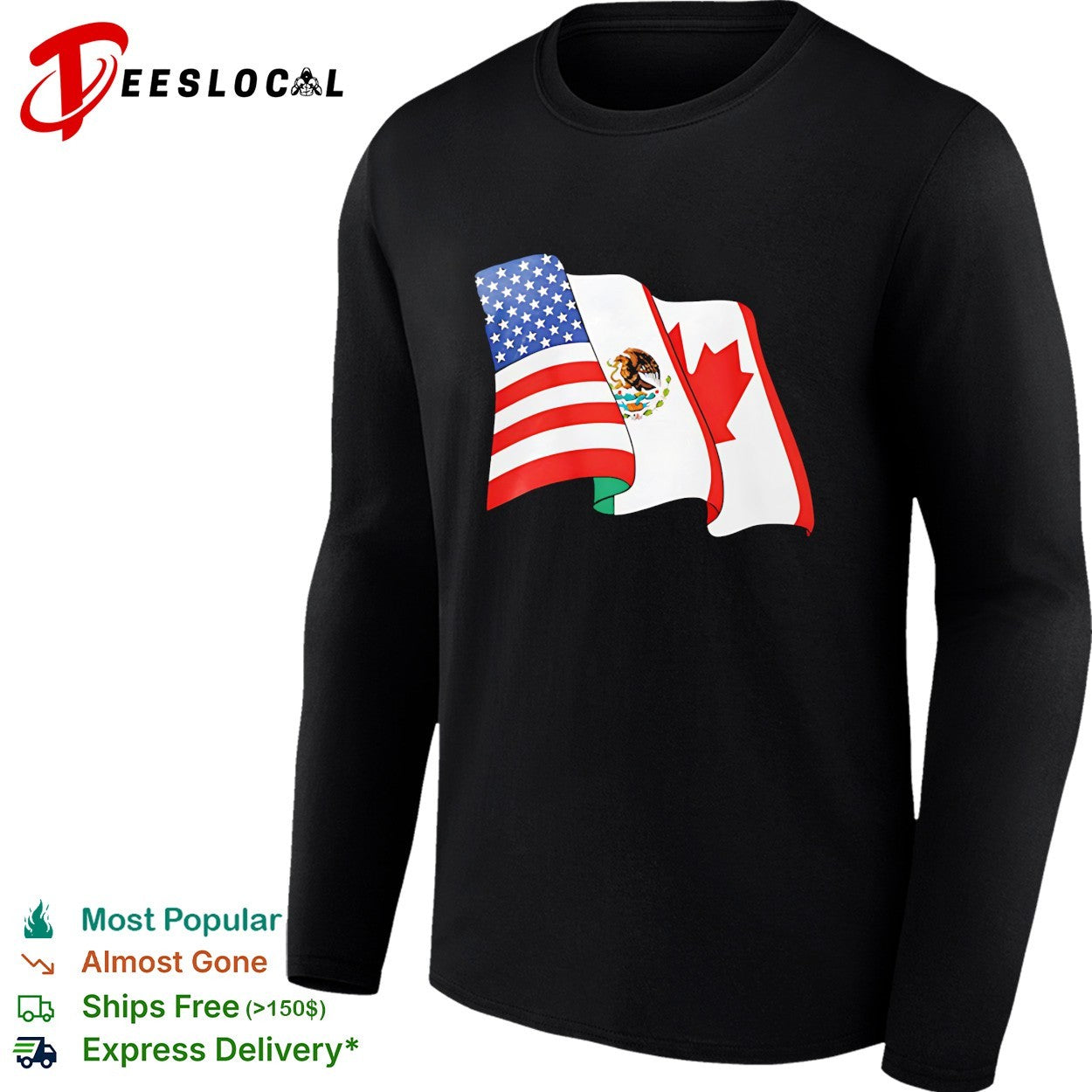USA Mexico Canada flags FIFA World Cup 2026 graphic shirt