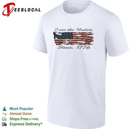 USA patriotic tattered flag I am the nation since 1776 shirt