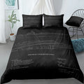 USS Nimitz Blueprint Bedding Set (Duvet Cover & Pillow Shams)