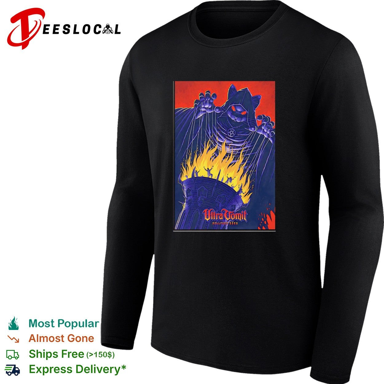 Ultra Vomit Hellfest 2026 Evil Cat Puppet Master Marionette Horror Metal Music shirt