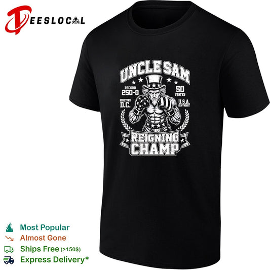 Uncle Sam reigning champ 250 0 50 states boxing graphic shirt