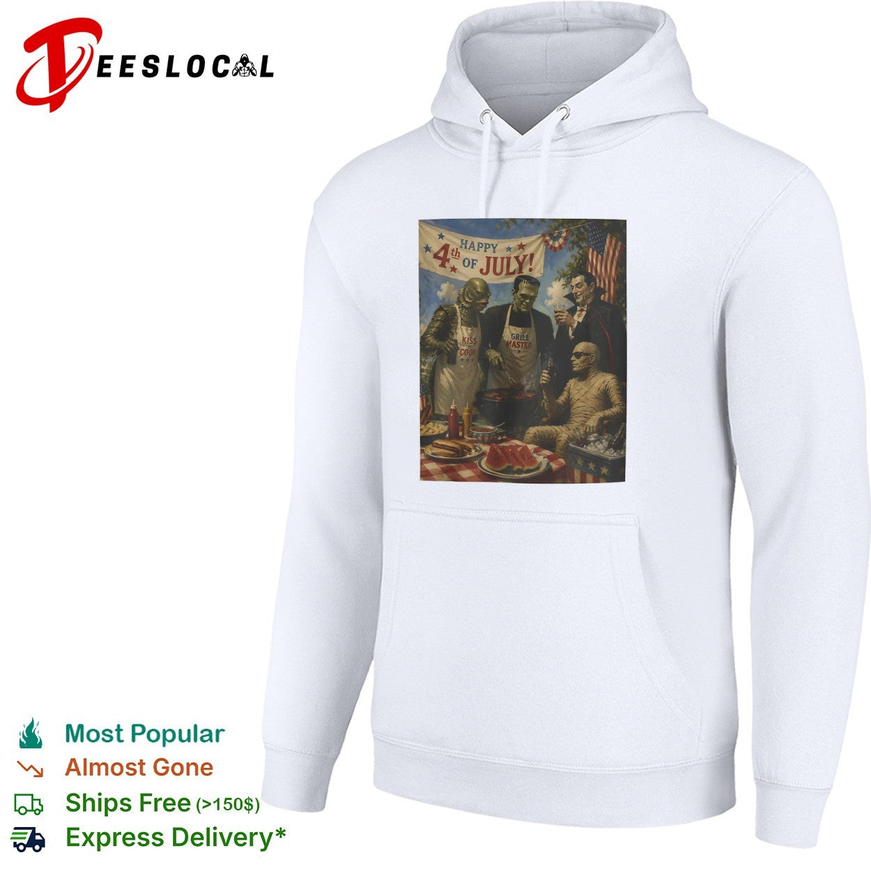 Universal Monsters Happy 4th of July Kiss the Cook Grill shirt