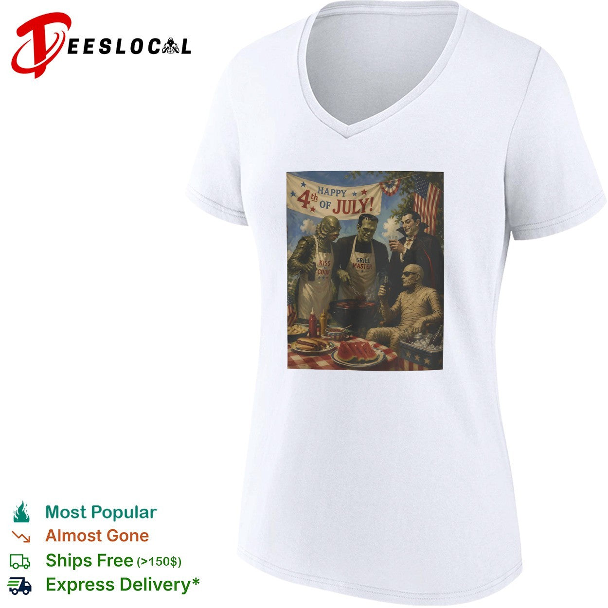 Universal Monsters Happy 4th of July Kiss the Cook Grill shirt