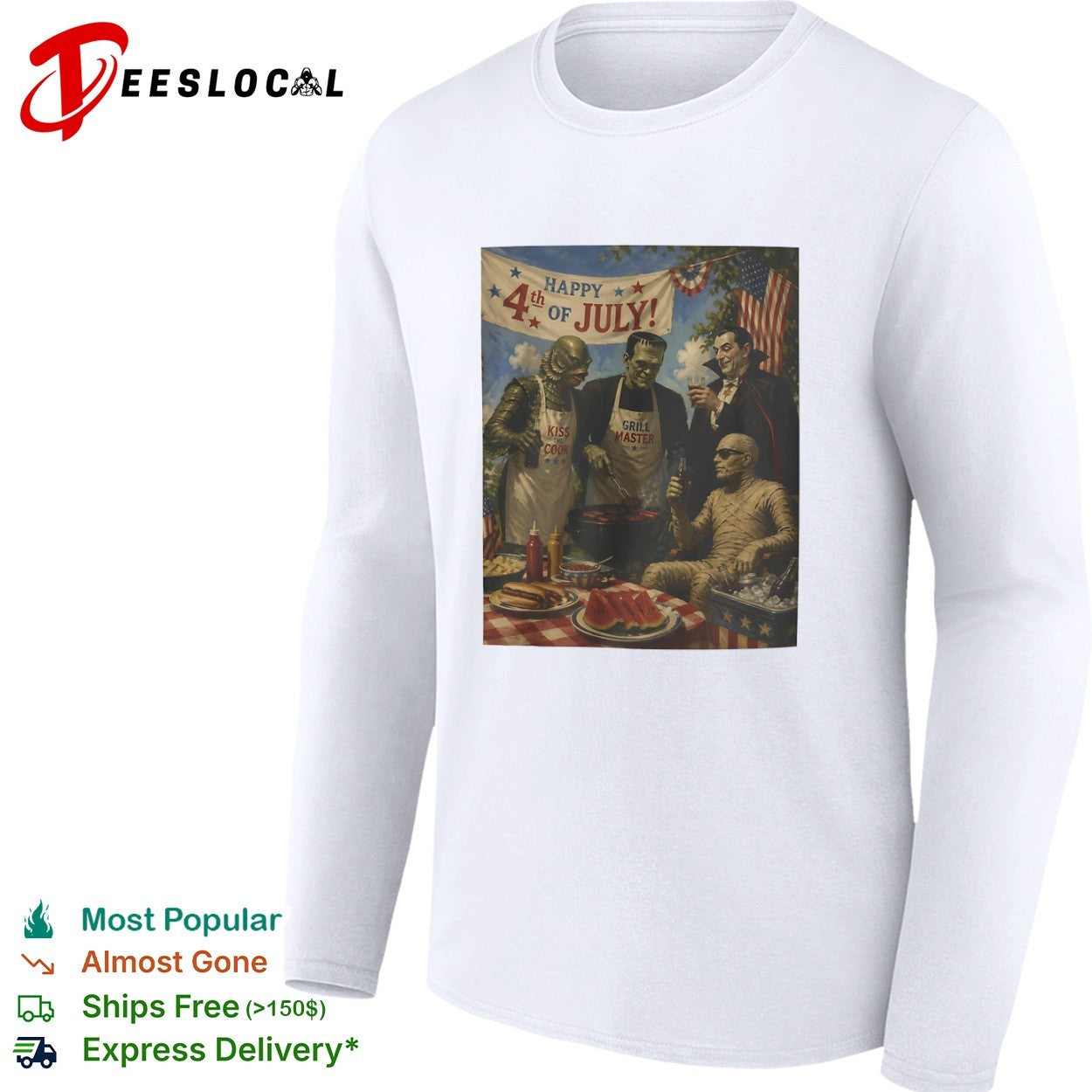 Universal Monsters Happy 4th of July Kiss the Cook Grill shirt