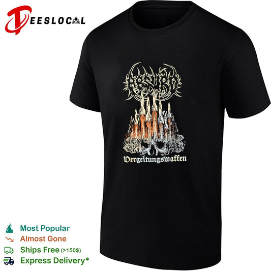 Vergeltungswaffen V2 Rocket Skull Metal Band Logo Black Heavy Metal Concert shirt