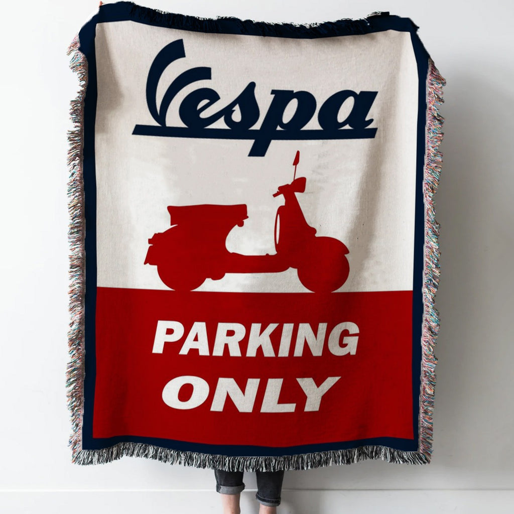 Vespa Woven Tapestry Throw Blanket with Fringe